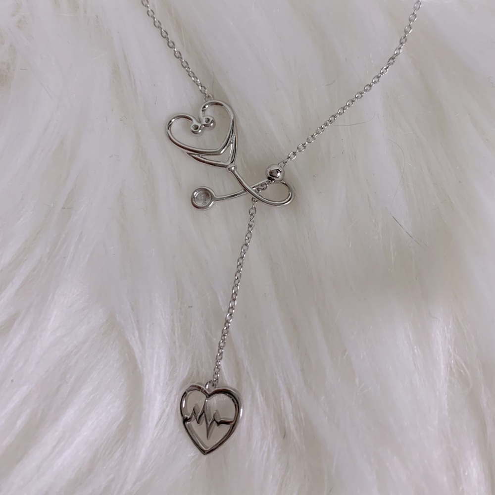 YFN sterling silver stethoscope lariat necklace